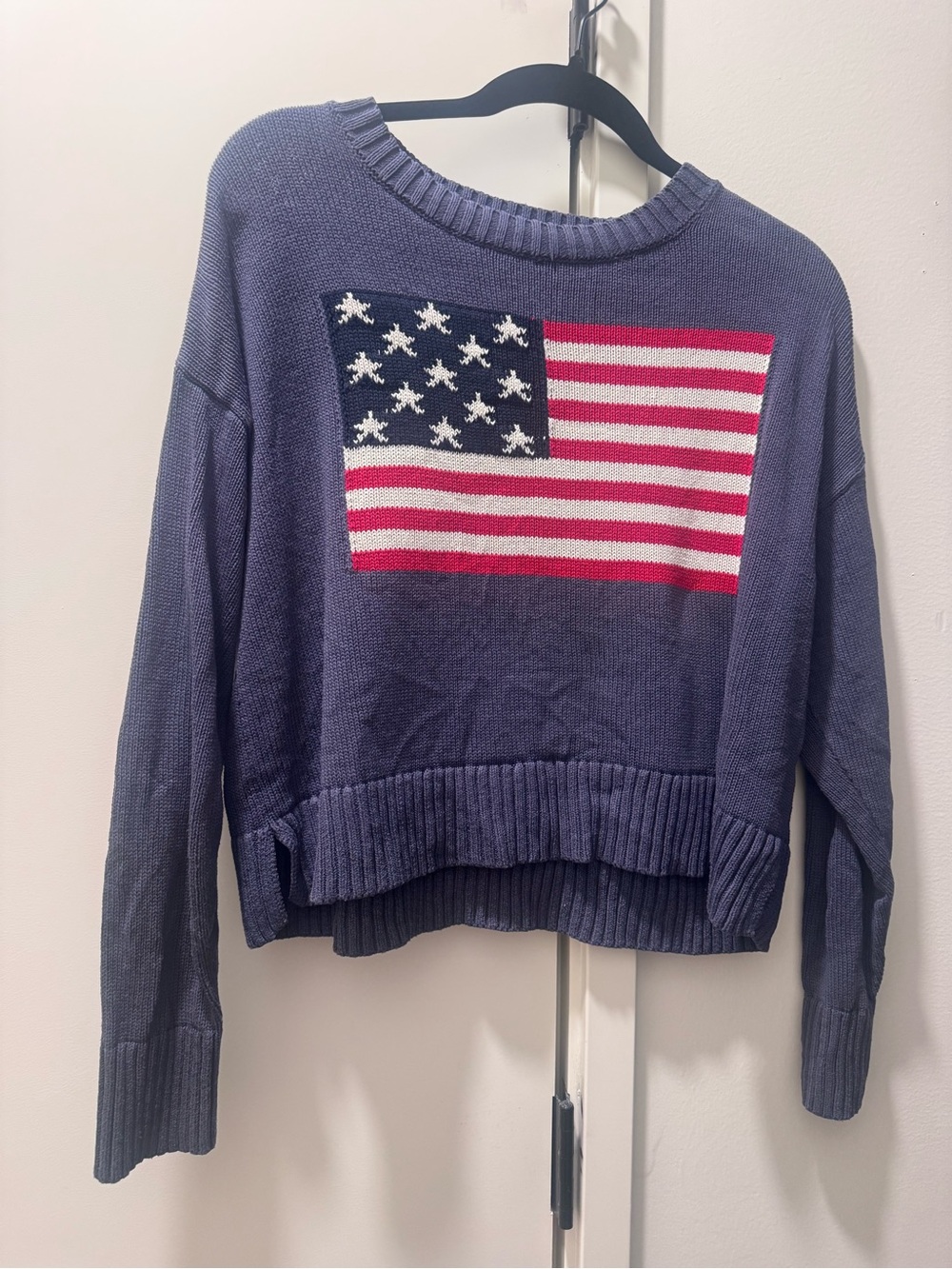 Old Navy Navy Crewneck Sweater with Flag Motif